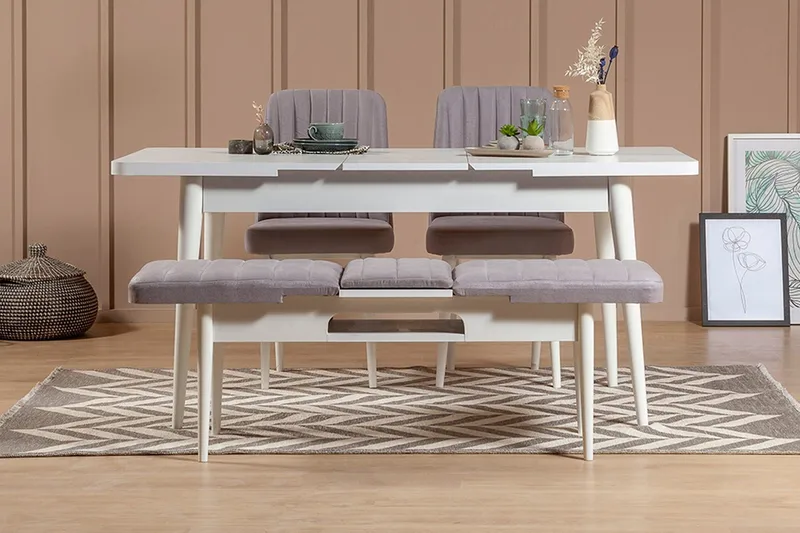 Shundrea Matgrupp 4 delar 75 cm - Vit - Möbler - Bord & matgrupper - Matgrupper