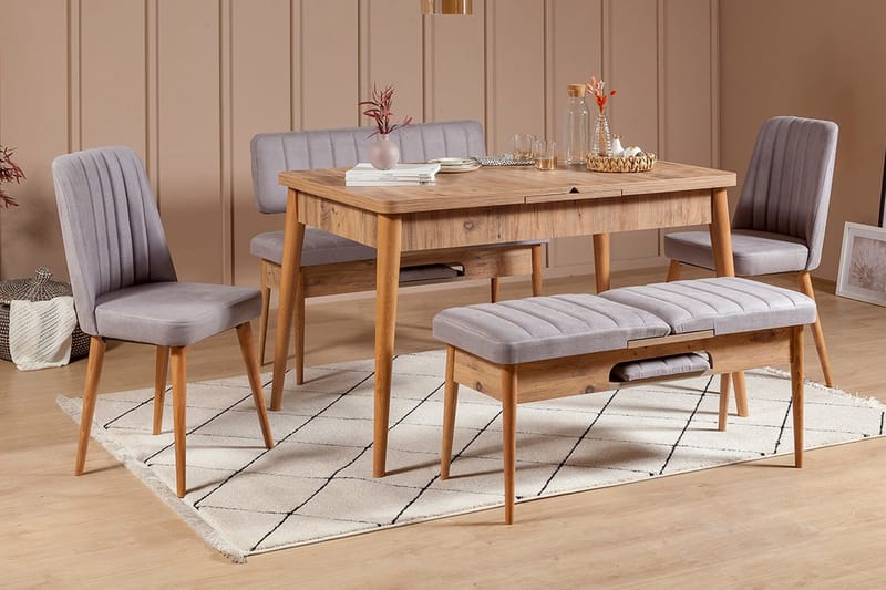 Shundrea Matgrupp 5 delar 75 cm, Trä/natur