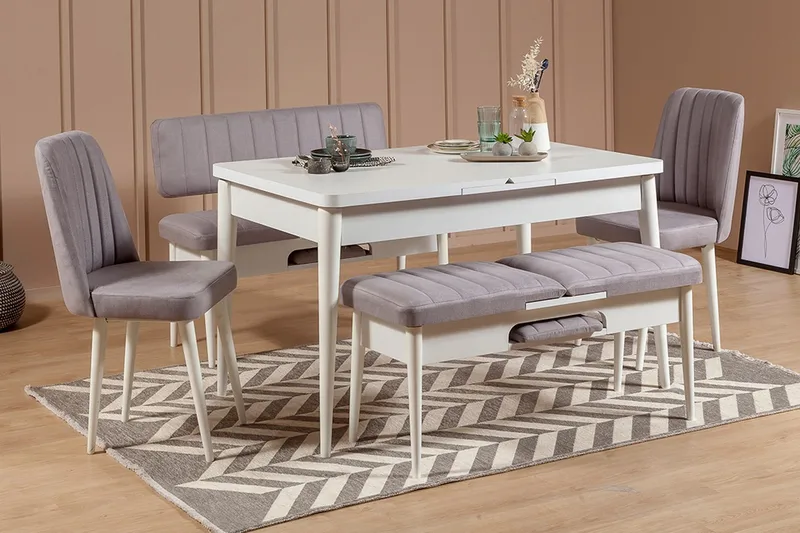 Shundrea Matgrupp 5 delar 75 cm, Vit