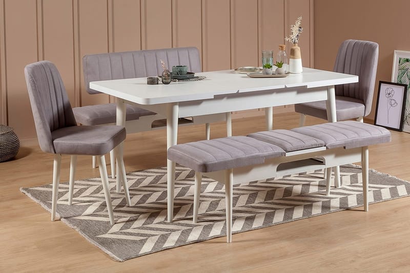 Shundrea Matgrupp 5 delar 75 cm - Vit - Möbler - Bord & matgrupper - Matgrupper