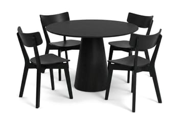 Siena Matgrupp 110 cm runt i Svart med 4 Amelia Matstolar - Svart - Möbler - Bord & matgrupper - Matgrupper