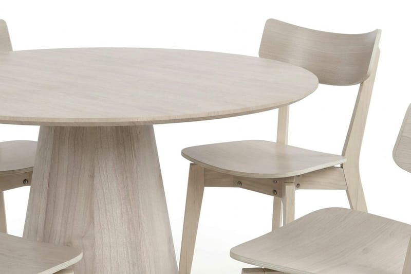 Siena Matgrupp 110 cm runt Vitlaserad med 4 Amelia Matstolar - Vitlaserad - Möbler - Bord & matgrupper - Matgrupper