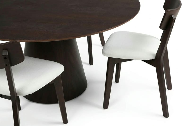Siena Matgrupp 150 cm runt i Rökt Ek med 6 Amelia Matstolar med Dyna - Rökt Ek/Beige - Möbler - Bord & matgrupper - Matgrupper