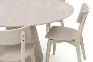 Siena Matgrupp 150 cm runt Vitlaserad med 6 Amelia Matstolar - Vitlaserad - Möbler - Bord & matgrupper - Matgrupper