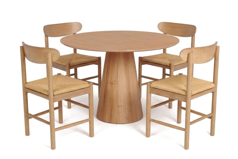 Siena Matgrupp runt 110 cm Ek med 4 Malte Matstolar - Möbler - Bord & matgrupper - Matgrupper