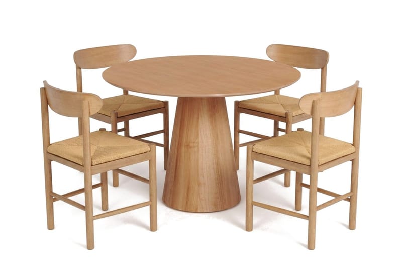 Siena Matgrupp runt 110 cm Ek med 4 Malte Matstolar, undefined