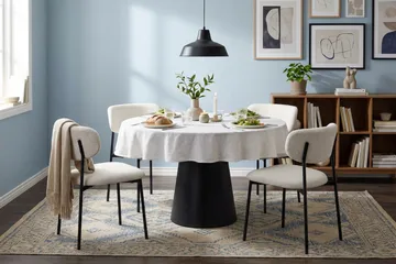 Siena Matgrupp runt 110 cm Svart med 4 Lucy Matstolar - Svart - Möbler - Bord & matgrupper - Matgrupper