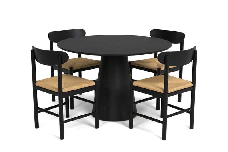 Siena Matgrupp runt 110 cm Svart med 4 Malte Matstolar - Möbler - Bord & matgrupper - Matgrupper