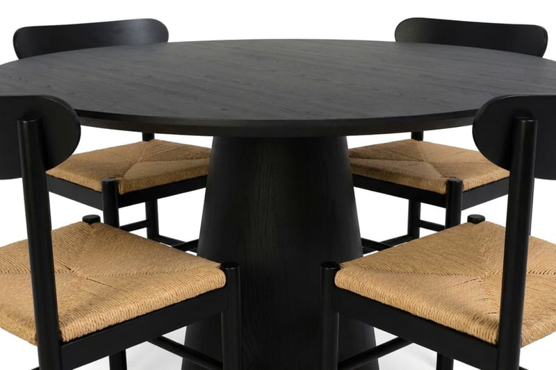 Siena Matgrupp runt 110 cm Svart med 4 Malte Matstolar - Möbler - Bord & matgrupper - Matgrupper