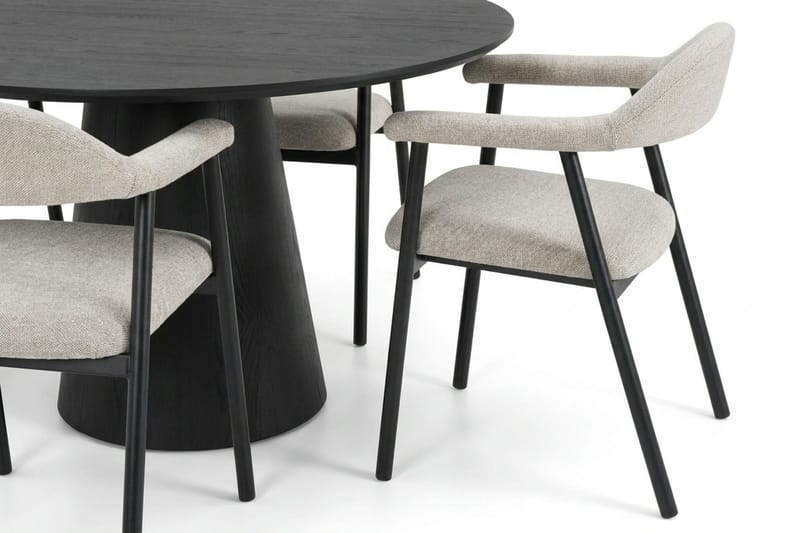 Siena Matgrupp runt 110 cm Svart med 4 Ronja Matstolar - Beige/Svart - Möbler - Bord & matgrupper - Matgrupper