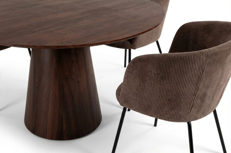 Siena Matgrupp runt 110 cm Valnöt med 4 Berit Matstolar - Valnöt - Möbler - Bord & matgrupper - Matgrupper