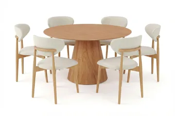 Siena Matgrupp runt 130 cm Ek med 6 Molly Matstolar - Ek - Möbler - Bord & matgrupper - Matgrupper