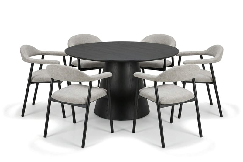 Siena Matgrupp runt 130 cm Svart med 4 Ronja Matstolar - Beige/Svart - Möbler - Bord & matgrupper - Matgrupper