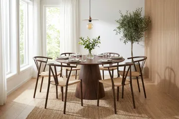 Siena Matgrupp runt 130 cm Valnöt med 6 Elysia Matstolar - Valnöt - Möbler - Bord & matgrupper - Matgrupper