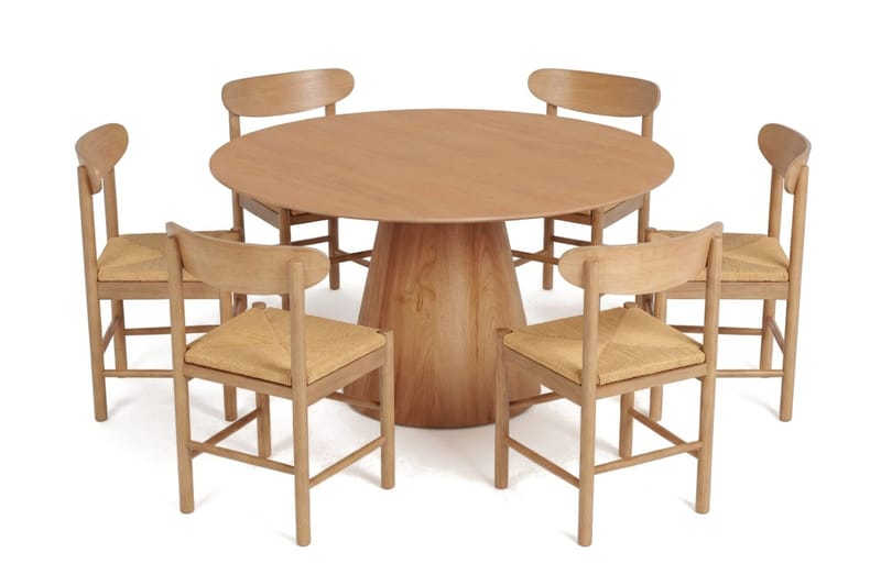 Siena Matgrupp runt 150 cm Ek med 6 Malte Matstolar - Möbler - Bord & matgrupper - Matgrupper