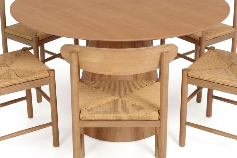 Siena Matgrupp runt 150 cm Ek med 6 Malte Matstolar - Möbler - Bord & matgrupper - Matgrupper