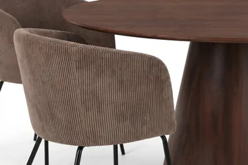 Siena Matgrupp runt 150 cm Valnöt med 6 Berit Matstolar - Valnöt - Möbler - Bord & matgrupper - Matgrupper