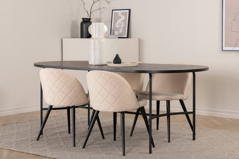 Skate ovalt matbord med 4st Velvet matstol - Matgrupper