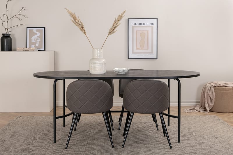 Skate ovalt matbord med 4st Velvet matstol - Matgrupper