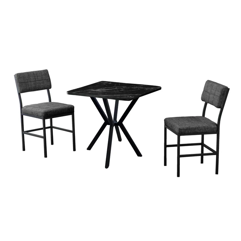 Stedum Matgrupp Bord 70 cm + 2 Stolar, Antracit Och Svart