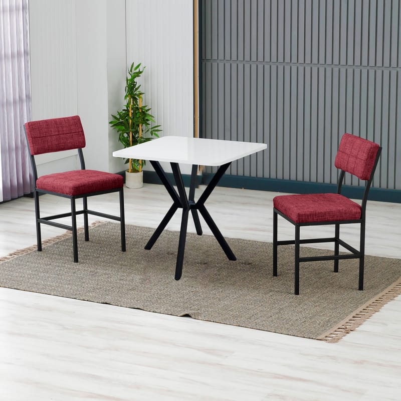 Stedum Matgrupp Bord 70 cm + 2 Stolar - Vinröd Vit - Möbler - Bord & matgrupper - Matgrupper