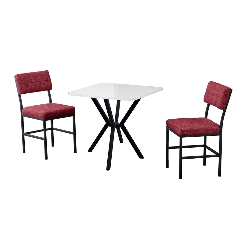 Stedum Matgrupp Bord 70 cm + 2 Stolar, Vinröd Vit