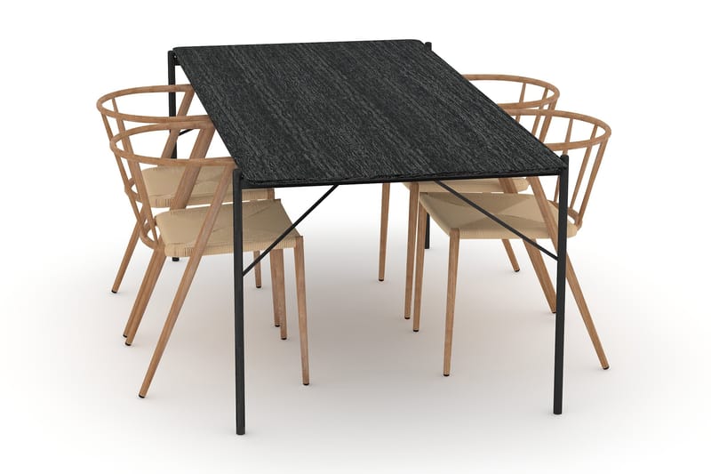 Thars Matbord 200 cm med 4st Winston Matstol - Svart - Möbler - Bord & matgrupper - Matgrupper