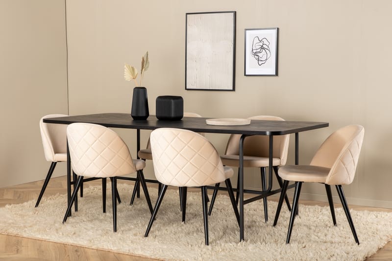 Uno matbord med 6st Velvet matstol - Matgrupper