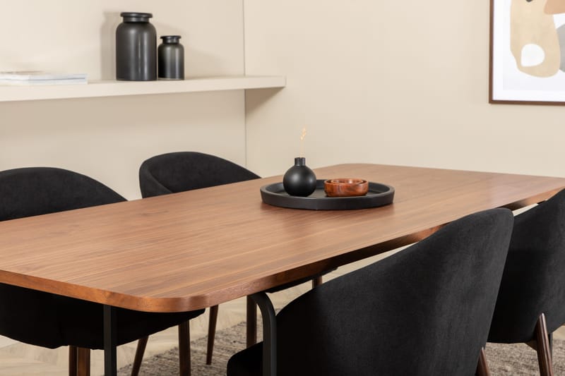 Unos Matgrupp 200 cm inkl 4 Kullersbro Stolar - Valnötsbrun/Svart/Brun - Möbler - Bord & matgrupper - Matgrupper