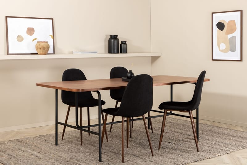 Unos Matgrupp 200 cm inkl 4 Pontus Stolar, Valnötsbrun/Svart