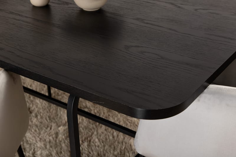 Unos Matgrupp 200 cm inkl 6 Berita Sammetsstolar - Svart/Grå - Möbler - Bord & matgrupper - Matgrupper