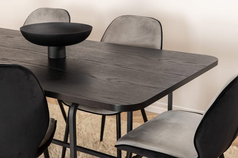 Unos Matgrupp 200 cm inkl 6 Emsa Stolar - Svart/Ljusgrå - Möbler - Bord & matgrupper - Matgrupper