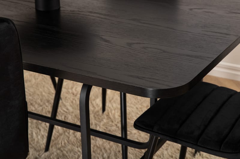 Unos Matgrupp 200 cm inkl 6 Robin Sammetsstolar - Svart - Möbler - Bord & matgrupper - Matgrupper