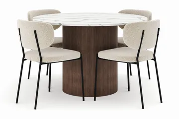 Uppveda Matbord 120 cm Rund med 4 Gemmiano Stolar - Brun - Möbler - Bord & matgrupper - Matgrupper