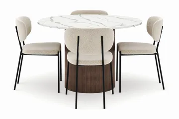 Uppveda Matbord 120 cm Rund med 4 Gemmiano Stolar - Brun - Möbler - Bord & matgrupper - Matgrupper