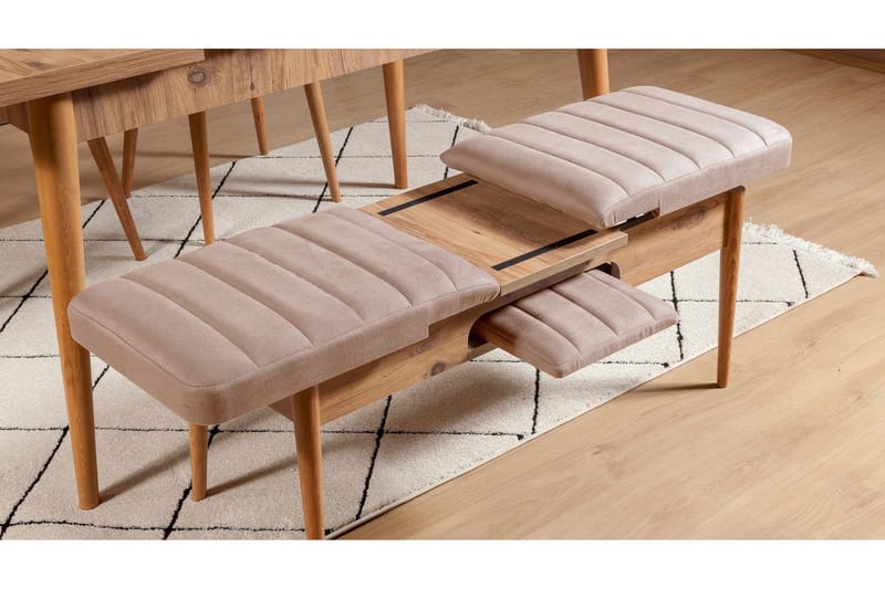 Valsot Förlängningsbar Matgrupp 129 cm - Natur/Grå/Brun - Möbler - Bord & matgrupper - Matgrupper