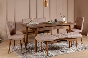 Valsot Förlängningsbar Matgrupp 129 cm - Vit/Grå - Möbler - Bord & matgrupper - Matgrupper