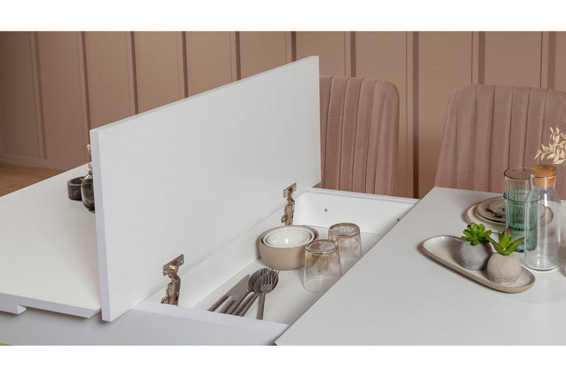 Valsot Förlängningsbar Matgrupp 129 cm - Vit/Grå - Möbler - Bord & matgrupper - Matgrupper