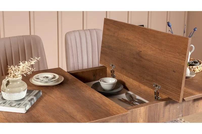 Valsot Förlängningsbar Matgrupp 129 cm - Vit/Grå - Möbler - Bord & matgrupper - Matgrupper