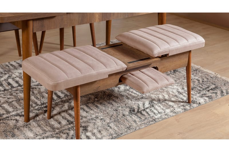 Valsot Förlängningsbar Matgrupp 129 cm - Vit/Mörkbrun - Möbler - Bord & matgrupper - Matgrupper