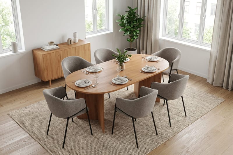 Vera Matgrupp rektangulärt 180 cm Ek med 6 Filip Matstolar - Ek - Möbler - Bord & matgrupper - Matgrupper