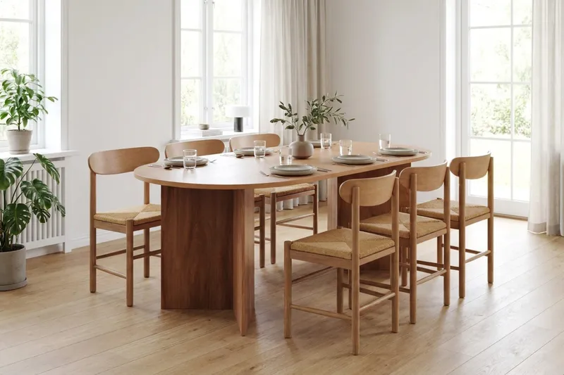 Vera Matgrupp rektangulärt 180 cm Ek med 6 Malte Matstolar - Möbler - Bord & matgrupper - Matgrupper
