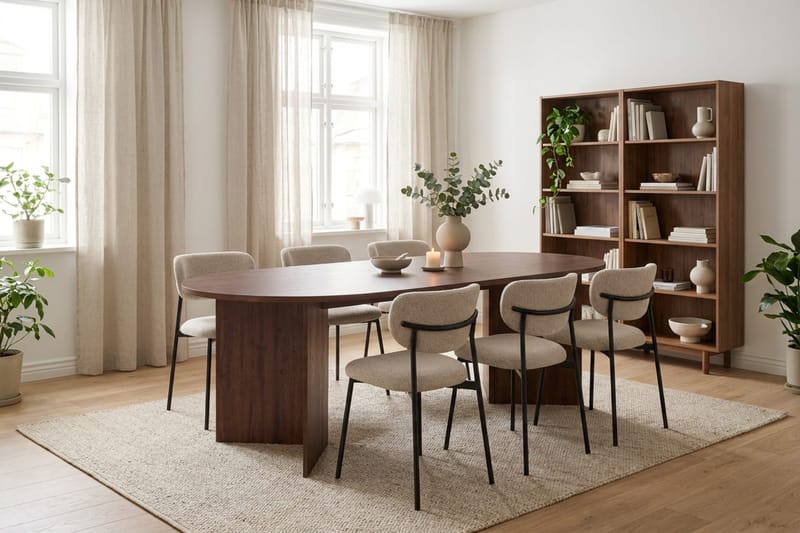 Vera Matgrupp rektangulärt 180 cm Valnöt med 6 Lucy Matstolar - Valnöt - Möbler - Bord & matgrupper - Matgrupper