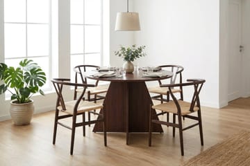 Vera Matgrupp runt 110 cm Valnöt med 4 Elysia Matstolar - Möbler - Bord & matgrupper - Matgrupper