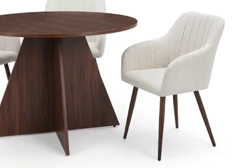 Vera Matgrupp runt 110 cm Valnöt med 4 Filippa Matstolar - Valnöt - Möbler - Bord & matgrupper - Matgrupper
