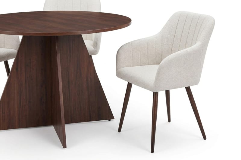 Vera Matgrupp runt 110 cm Valnöt med 4 Filippa Matstolar - Valnöt - Möbler - Bord & matgrupper - Matgrupper