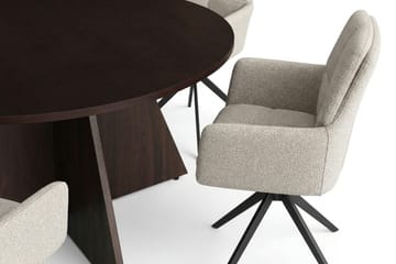 Vera Matgrupp runt 130 cm Rökt Ek med 6 Torsby Matstolar - Rökt ek - Möbler - Bord & matgrupper - Matgrupper