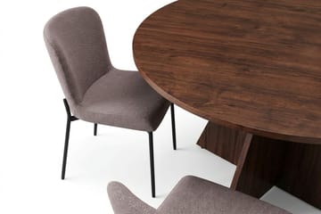 Vera Matgrupp runt 130 cm Valnöt med 6 Elsie Matstolar - Valnöt/Grå - Möbler - Bord & matgrupper - Matgrupper