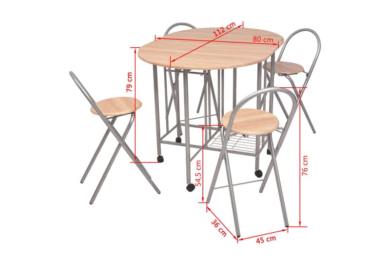 Vikbar matgrupp 5 delar MDF - Brun - Matgrupper