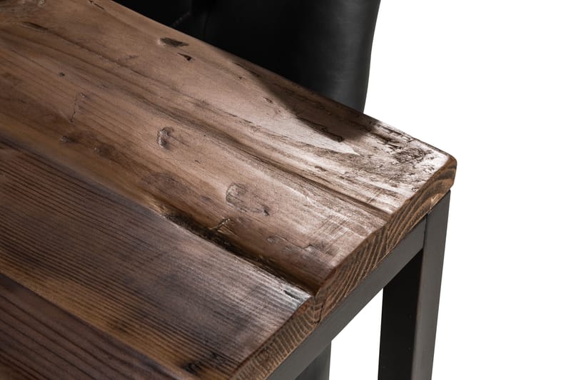 Wilmer Matgrupp 140 cm med 4 Tone Fåtölj - Rustik Alm/Svart PU - Möbler - Bord & matgrupper - Matgrupper